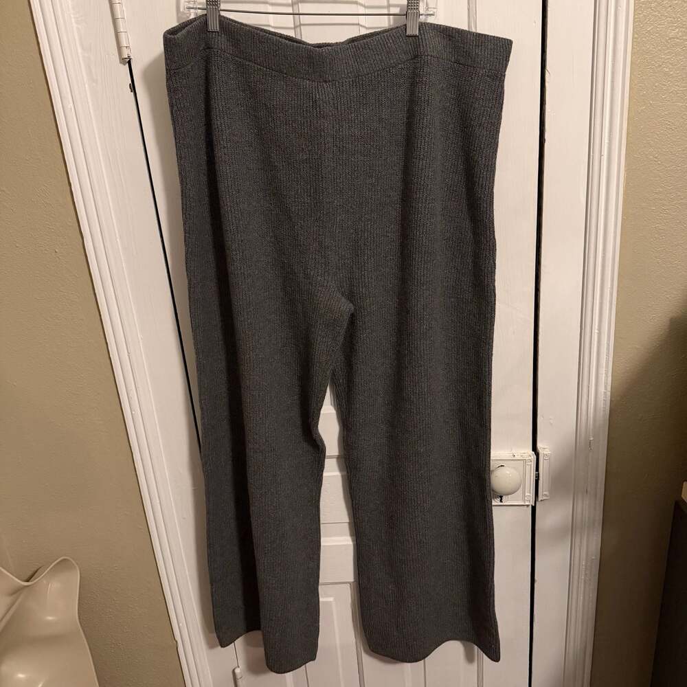 Gap CashSoft Shaker-Stitch Wide-Leg Sweater Pants Charcoal Gray XXL - Picture 2 of 10